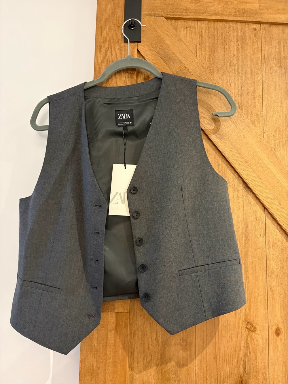 ZARA Gray Tailored Vest with Smooth Lining